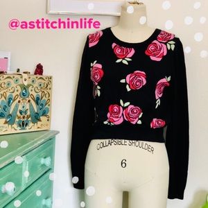 H & M divided Black Sweater with Roses